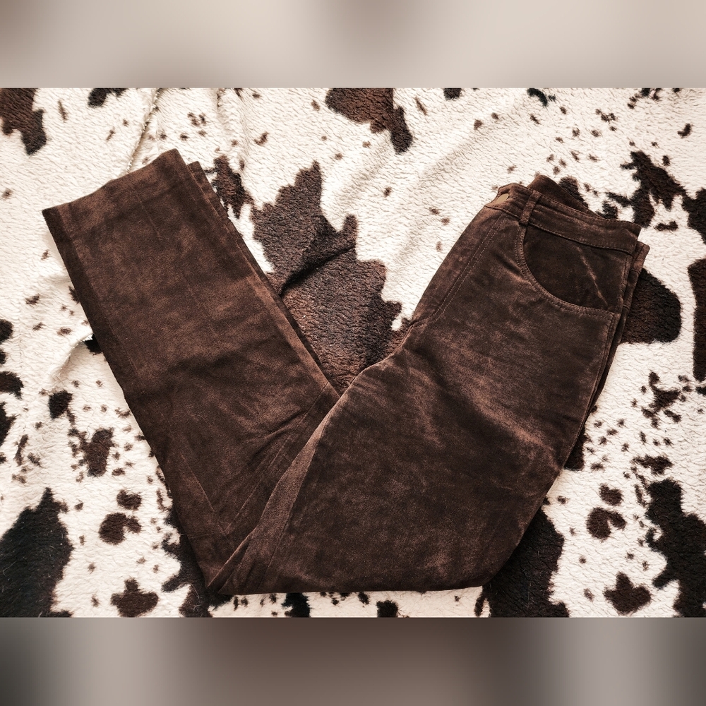 "SCULLY" WOMEN'S 80'S/90'S WESTERN GENUINE LEATHER PANTS - BROWN